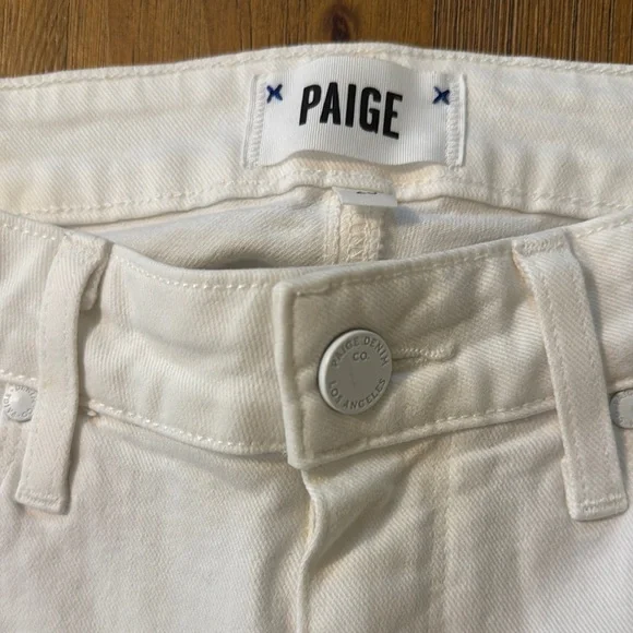 PAIGE White Skyline Ankle Peg Jeans With Distressed Hem Sz 26 - Picture 5 of 8